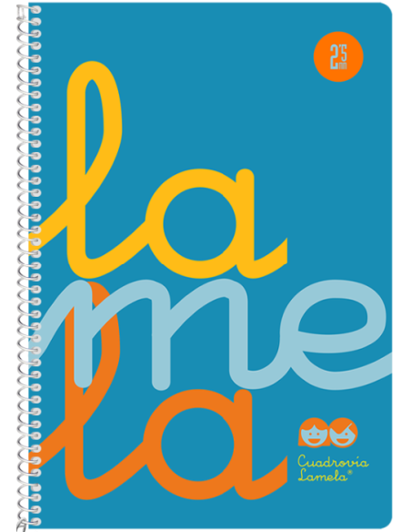 Cuaderno espiral 4º 80 hojas 90g 25mm azul cuadrovia polipropileno fluor